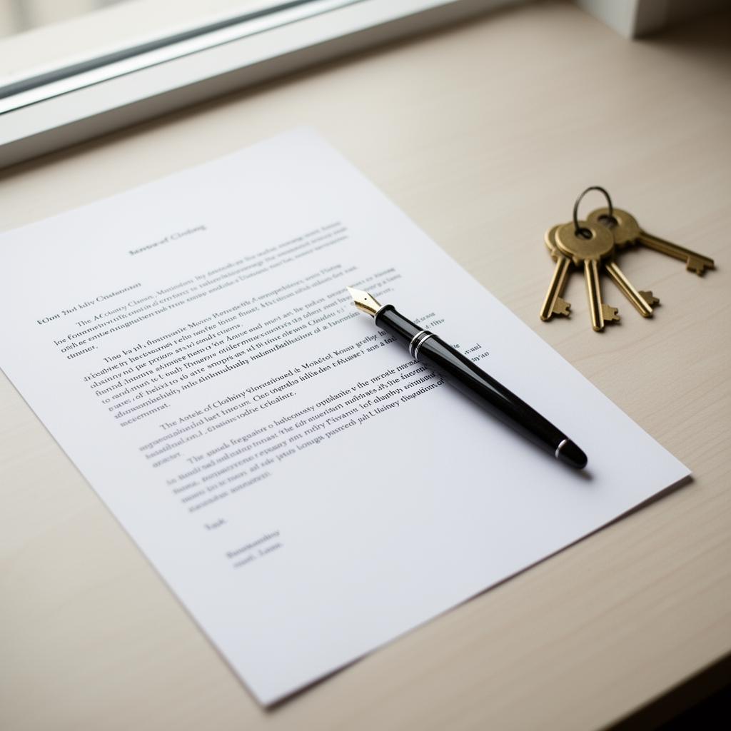 Closing documents and house keys on a desk